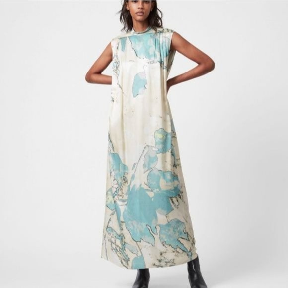 All Saints Dresses & Skirts - All Saints Silk Blend Heather Marble Maxi Dress Size 10